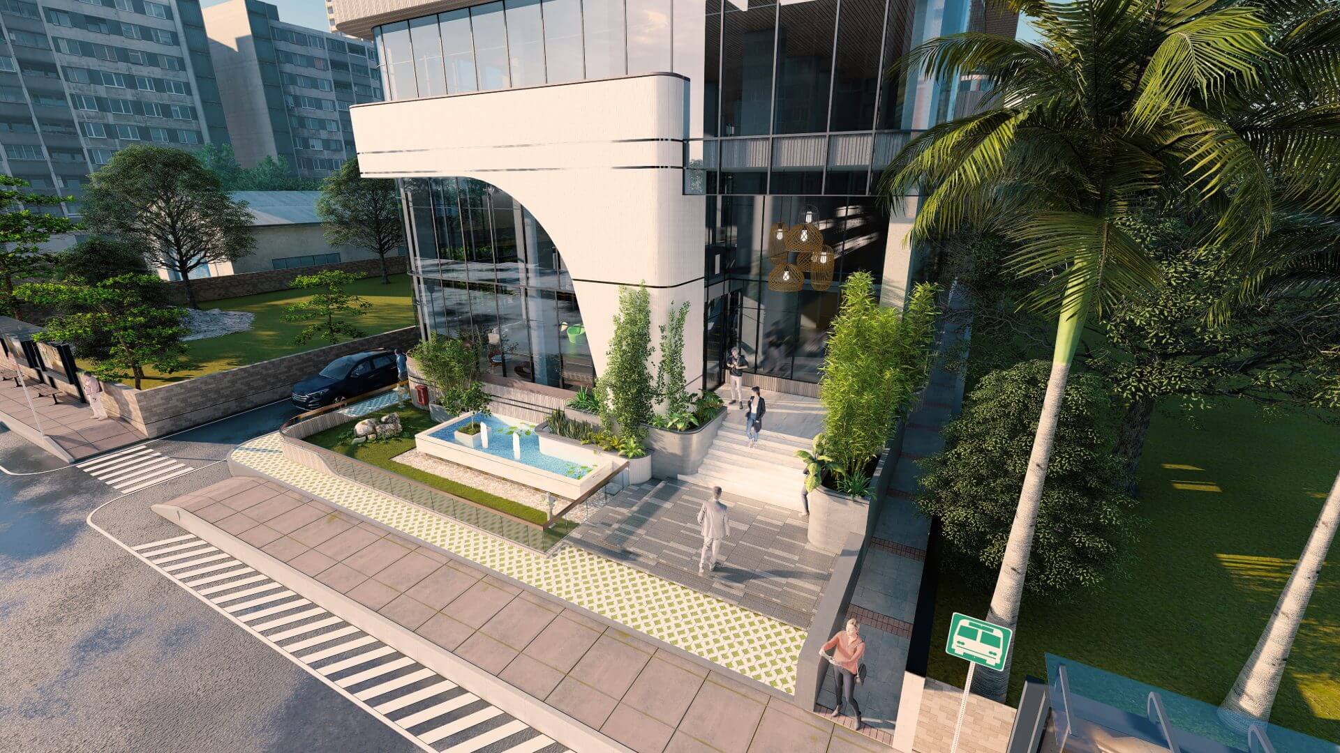 Reliant Developments — entrance courtyard and landscaping
